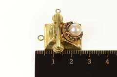 14K Yellow Gold Pearl Ruby Sapphire Telephone Retro Charm/Pendant