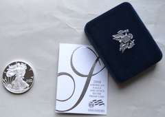2008 W Proof Silver Eagle With Box & Paper