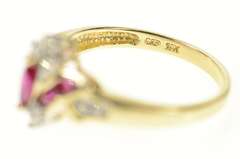 10K Yellow Gold Marquise Syn. Ruby CZ Classic Statement Ring