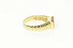 14K Yellow Gold Emerald Cut Citrine Grooved Squared Ring