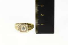 14K Yellow Gold 0.53 Ct Art Deco Etched Diamond Men's Ring