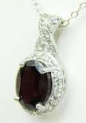 Fancy Sterling Garnet & White Topaz Necklace