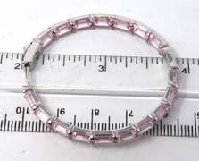 Sterling Silver Pink Cubic Zirconia Hoop Earrings