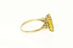 10K Yellow Gold Retro Emerald Sim. Citrine Solitaire Ring