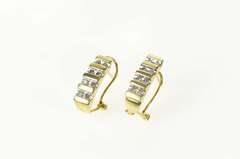 10K Yellow Gold Squared Diamond French Clip Back Statement Earrings