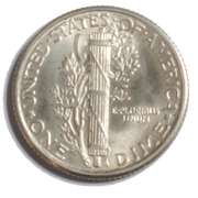 1930 Full Split Bands BU Mercury Dime