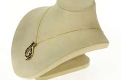 14K Yellow Gold Ctw Sapphire Wavy Loop Statement Pendant