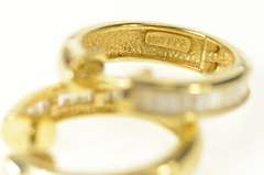 14K Yellow Gold 1.60 Ctw Baguette Diamond Oval Hoop Earrings