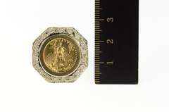 14K Yellow Gold 0.50 Ctw Diamond 1996 Half Eagle $5 Gold Coin Ring