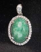 Lovely Cabochon Emerald & Sapphire Pendant, Sterling