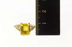 10K Yellow Gold Retro Emerald Sim. Citrine Solitaire Ring