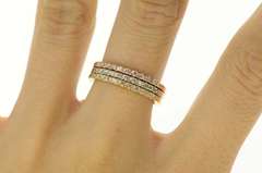 14K Yellow Gold 0.50 Ctw Diamond Tiered Tri Tone Band Ring