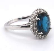 Sterling Silver Blue and White Cubic Zirconia Ring