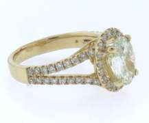 Breathtaking Yellow Gold Halo oval Diamond Split Shank Halo Ring