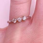 Triple Diamond Ring in14kt Solid White Gold