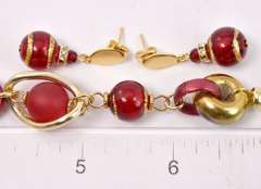 Darling Italian Made, Hand Blown Art Glass and Gold Links Bracelet and Earrings