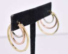 Sensational Triple Hoop Earrings in 14K Tri-Color Gold