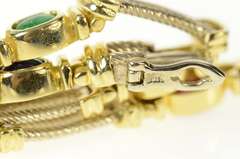 14K Yellow Gold Emerald Ruby Sapphire Two Tone Bar Bracelet
