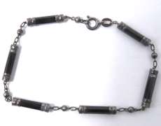 Vintage Sterling Silver Black Onyx Bracelet