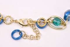 Beautiful Italian Made Hand Blown Art Glass and Gold Links Necklace