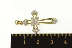 10K Yellow Gold Ornate Diamond Inset Cross Christian Faith Pendant