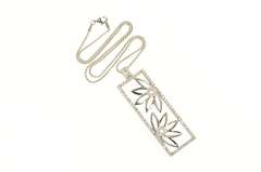 18K White Gold 1.70 Ctw Diamond Framed Flower Square Necklace