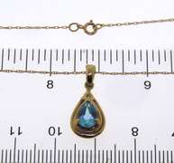 Beautiful Pear Shaped Blue Topaz Pendant on Chain