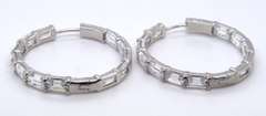 White Cubic Zirconia Sterling Silver Hoop Earrings
