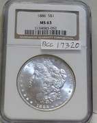 1886 Morgan Dol NGC MS-63, satin