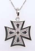 Strong Pave Diamond Cross White Gold Necklace