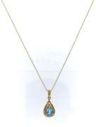 Beautiful Pear Shaped Blue Topaz Pendant on Chain