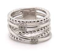 Gabriel & Co White Sapphire Multi Row Sterling Silver Ring