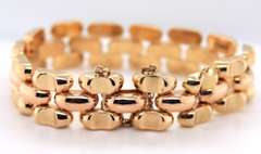 Fancy 18kt Wide Gate Link Style Bracelet