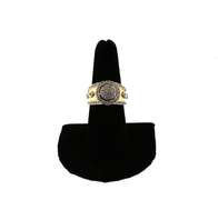Contemporary Style Diamond Circle Cluster Ring with Thick 14k Gold Band