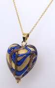 Gorgeous Yellow Gold Glass Heart Shaped Pendant on Chain