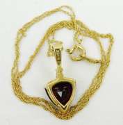 10K Large Garnet & Diamond Necklace