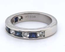 Favorite Platinum Blue Sapphire and Diamond Band