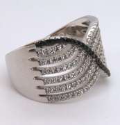 Sterling Silver Cubic Zirconia Cross over Ring
