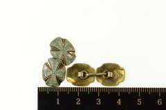 14K Yellow Gold Ornate Art Deco Floral Enamel Cross Cuff Links