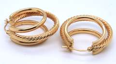 Popular Yellow Gold Triple Hoop Earrings