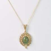 Gorgeous Green Gemstone Pendant Necklace in 14K Yellow Gold