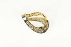 14K Yellow Gold Diamond Two Tone Wavy Heart Love Pendant