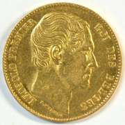 Scarce 1865 Leopold Belgium 20 Francs gold Piece. Nice