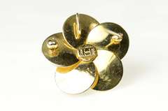 14K Yellow Gold Diamond Pinwheel Flower Retro Statement Pin/Brooch