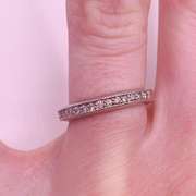 14kt Solid White Gold & Diamond Band Ring