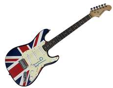 Oasis Noel Gallagher Autographed Signed Graphics British Flag Union Jack Guitar ACOA