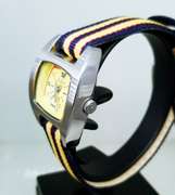 Ladies DIESEL Silver Tone Solid Stainless Steel striped leather combo strap , DZ2085