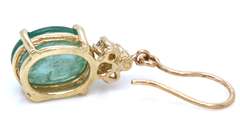 Dreamy Yellow Gold Emerald and Diamond Dangle Earrings