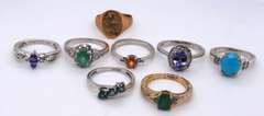 Group Lot of 8 Sterling Silver Rings