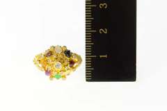 22K Yellow Gold Diamond Ruby Quartz Tiger's Eye Statement Ring